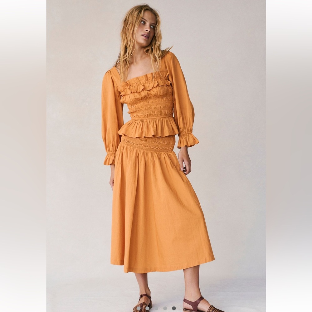 NWT! Free People Keep the Romance smocked peplum top and tiered maxi skirt set
